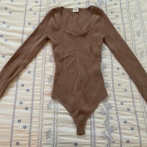 Abercrombie & Fitch Tan Sweater Corset Bodysuit